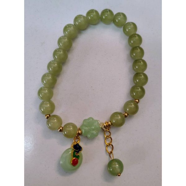 Βραχιόλι με Ιριδίζουσες Χάντρες & Charms Mint Opal Glow