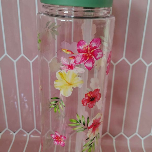 Πλαστικό Μπουκάλι Νερού Floral 750ml με Αναδιπλούμενο Στόμιο