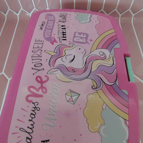 Παιδικό Δοχείο Φαγητού Unicorn Ροζ με Κλιπ & Χερούλι